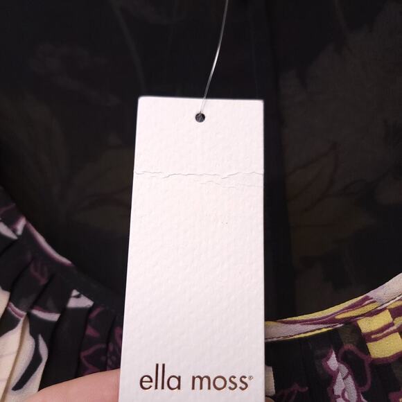 Ella Moss Blouse Size M Floral Sheer Lightweight Crop Cold Shoulder Wide Neck - Picture 8 of 13